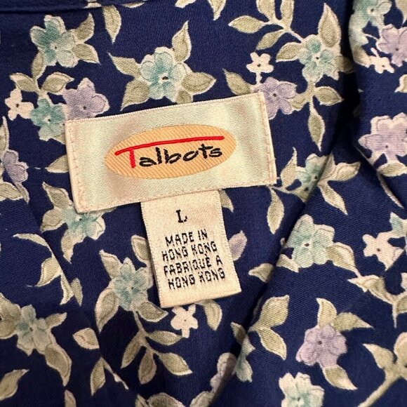 TALBOTS WOMENS LARGE BLOUSE MED SKIRT AND BLOUSE SET BLUE FLORAL - Picture 6 of 12